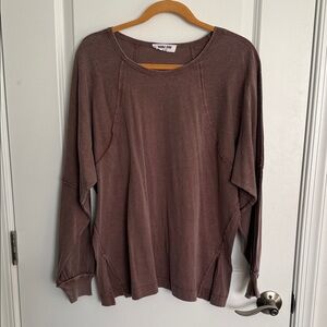 Double Zero Long Sleeve Brown Top